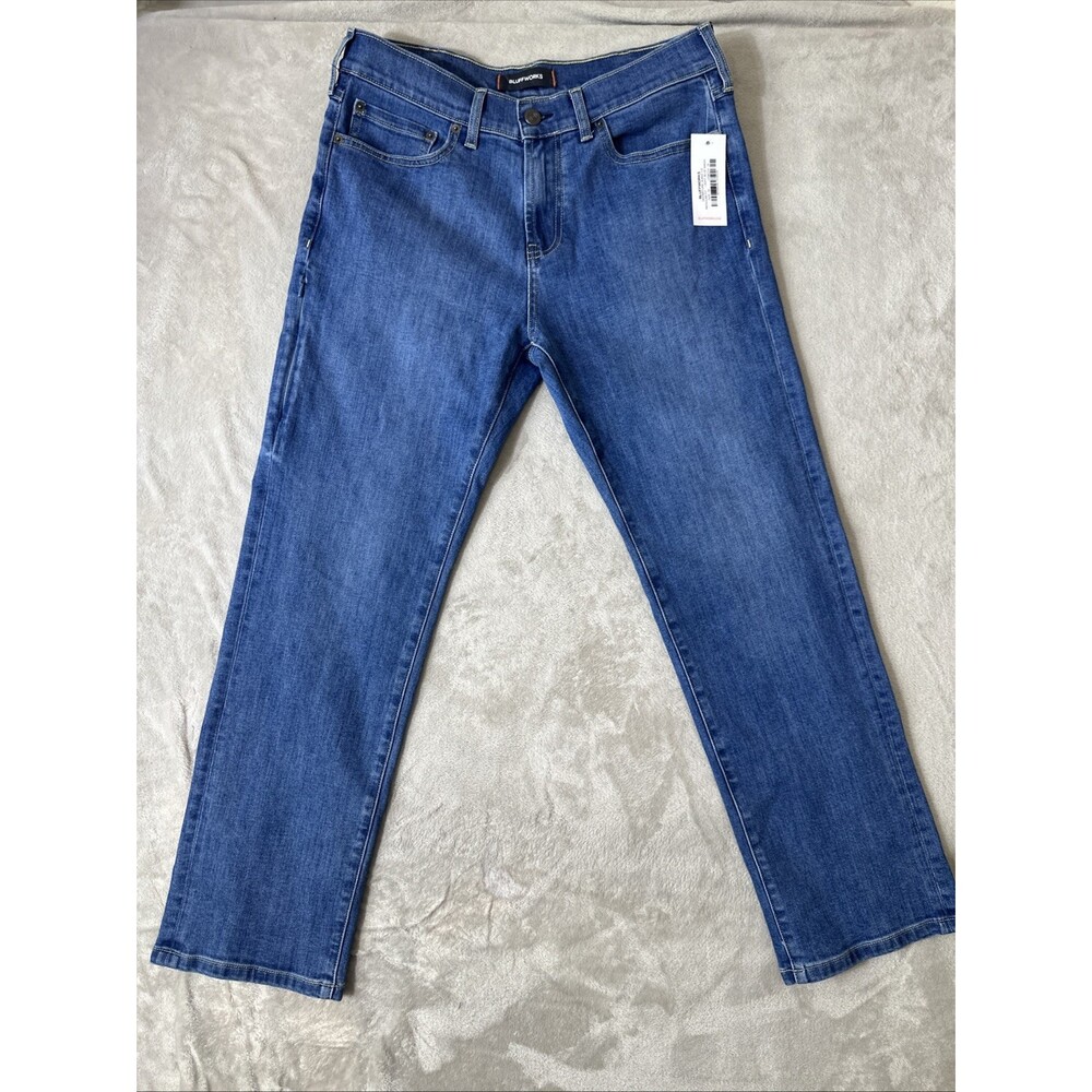 Nwt Bluffworks Departure 3.0 Jeans Mens 30x28 Regular Fit Light Blue Wash — image 7 of 8